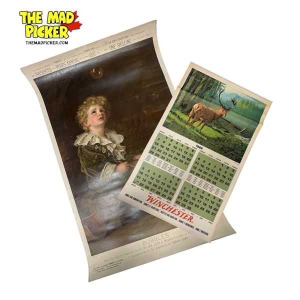 1968 Winchester Calendar & Pears "Bubbles" Ad Poster
