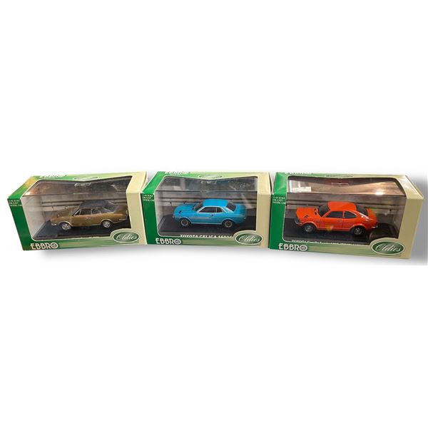 3 Ebbro Diecast "Oldies" 1:43 Scale Cars - 2 Toyota & 1 Honda