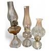 Image 1 : 3 Vintage Oil Lamps Complete with Chimneys