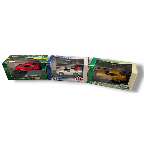 3 Ebbro Diecast 1:43 Scale Cars - 2 Nissan & 1 Toyota