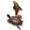 Image 1 : Hand Carved Wood Turtle and Dolphin - Dolphin is 12" Tall