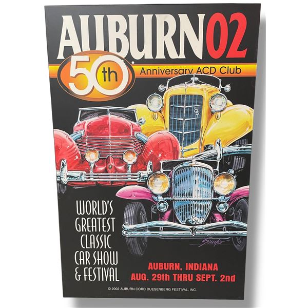 2002 Auburn 50th Anniversary Classic Car Show Advertising Poster On Board