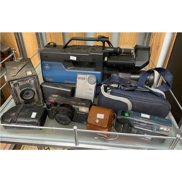 Assorted Vintage Electronics: Cameras, Video Camera, Stereo Receiver, & More