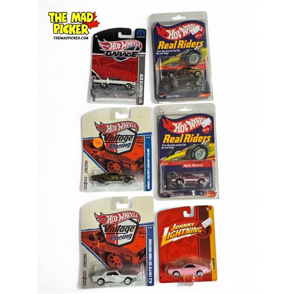 6x Hot Wheels Cars: Garage, Vintage Racing, & Real Riders