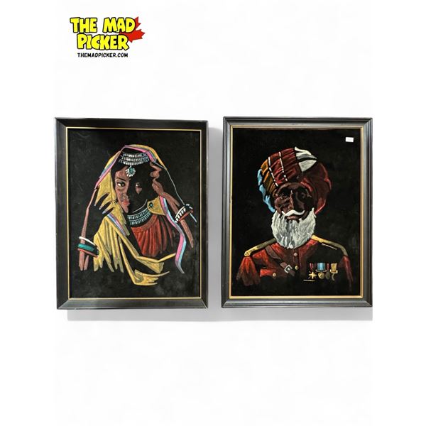 2x Vintage Original Velvet Art Works