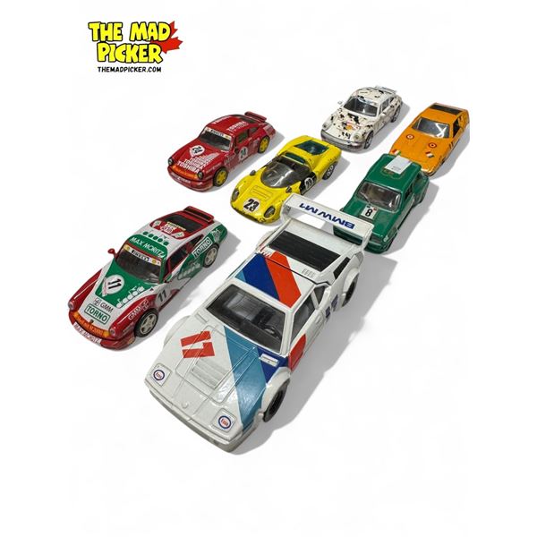 7x Die Cast Model Racing Cars: Porsche, BMW, Maserati, Renault, Ferrari