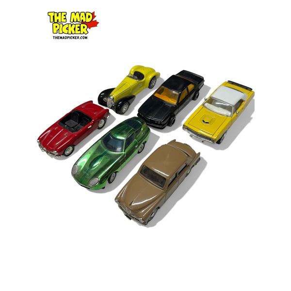 6x Collectible Die Cast Toy Cars: Plymouth, BMW, Alfa Romeo, & More