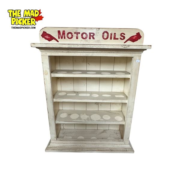 Vintage Custom Well Made "Motor Oils" Wooden Display Shelf