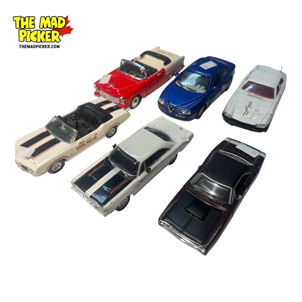 6x Collectible Die Cast Toy Cars: 442, Road Runner, Super-Bee, Alfa Romeo, Bel Air, Jaguar
