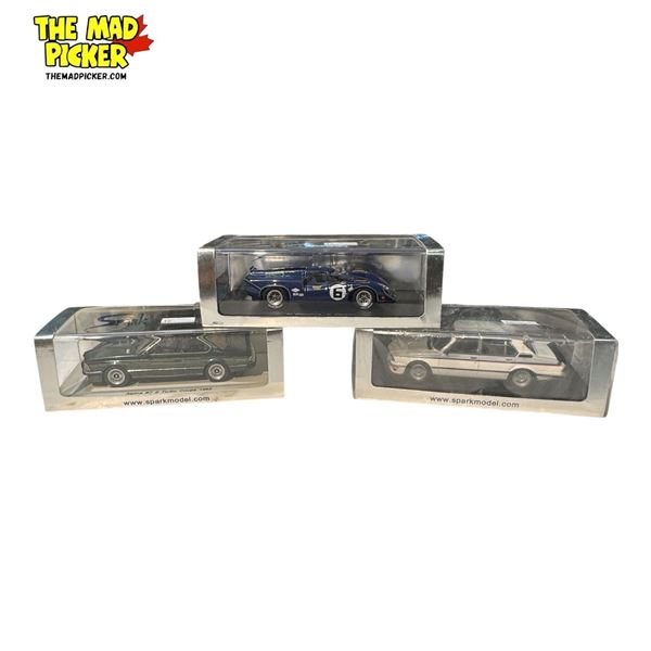 3x Spark Model Die Cast Cars: Lola T70 MK3B, Alpina B7 S, & BMW M535i
