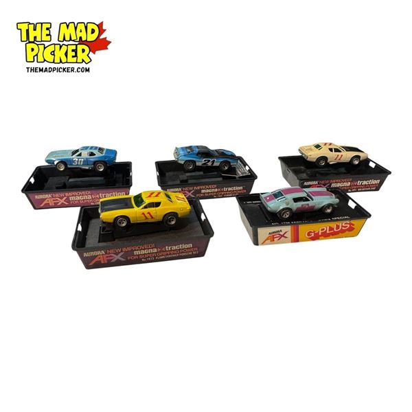 5x Vintage Aurora AFX Die Cast Model Cars : Corvette, Ferrari, Bre-Datsun, & More