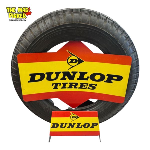 Vintage Dunlop Tires Advertising Tire Stand With Insert Sign