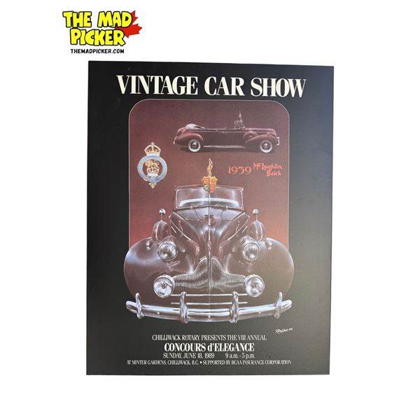 1989 Vintage Car Show Concours d'Elegance Advertising Poster On Board