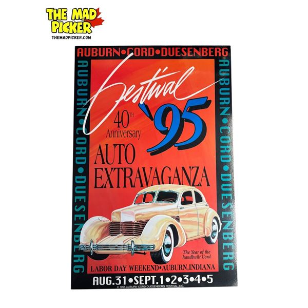1995 Auburn Auto Extravaganza Advertising Poster On Board