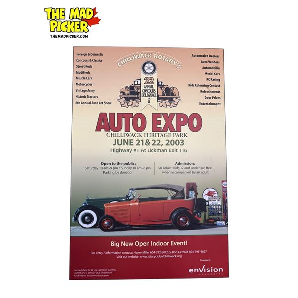 2003 Auto Expo @ Chilliwack Heritage Park Advertising Poster On Board