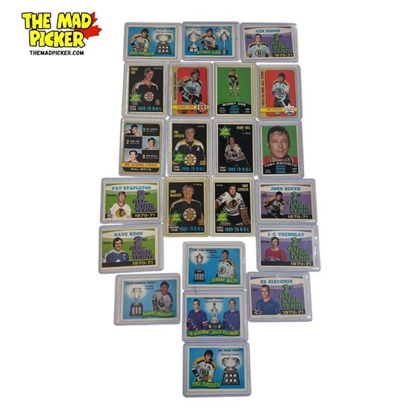 Assorted Vintage Opeechee Hockey Cards: Bobby Orr, J.C. Tremblay Pat Stapleton, Phil Esposito, & Mor