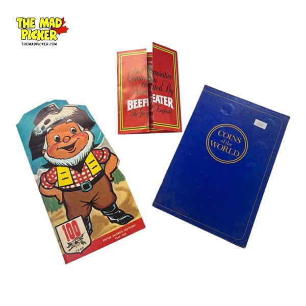 Vintage Variety: World Coins, Beefeater Commemorative Coin, & B.C. Centenary Coins