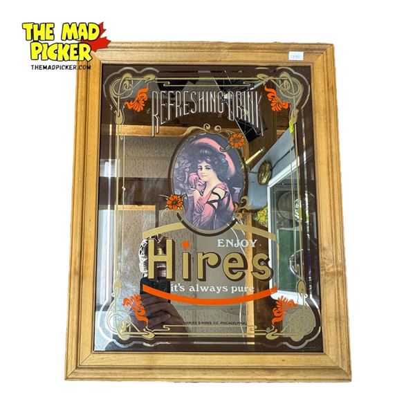 Vintage Hire's Root Beer Mirror Back Advertising Sign