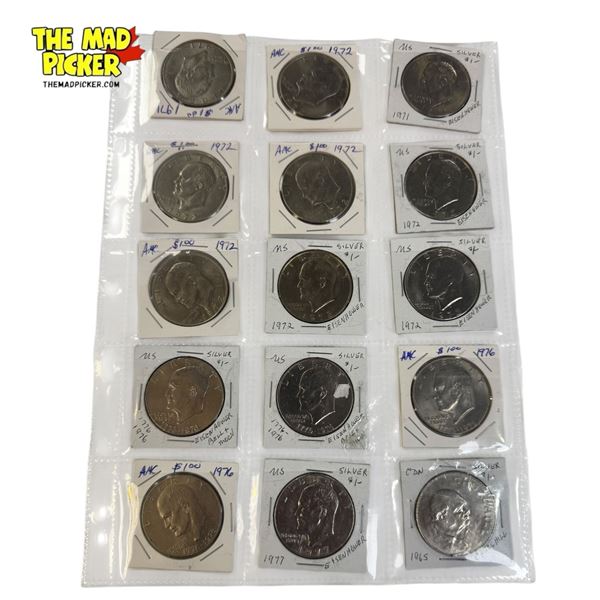 15x 1970's Eisenhower $1 Dollar Coins