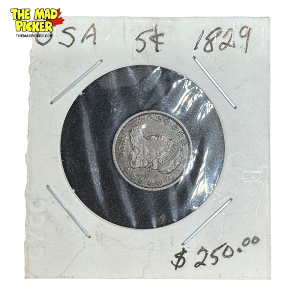 1829 Capped Bust Usa Silver Half Dime