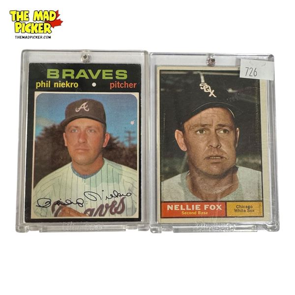 2x Vintage Topps Baseball Cards: Nellie Fox & Phil Niekro