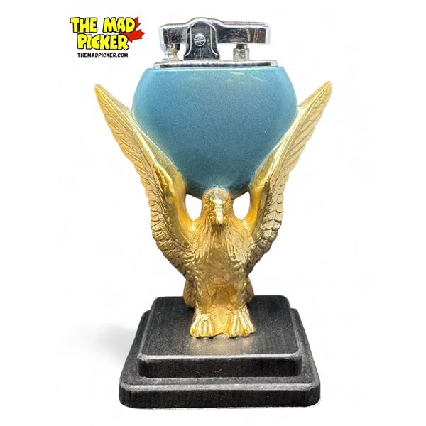 Vintage Blue Heart Shaped Table Lighter On Eagle