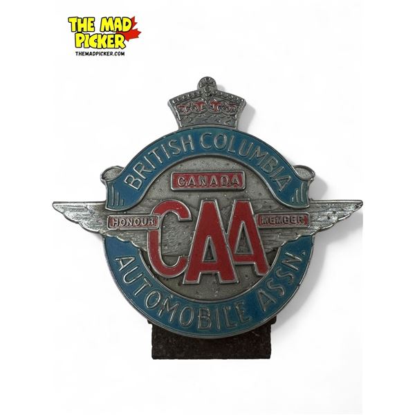 Vintage CAA British Columbia License Plate Topper