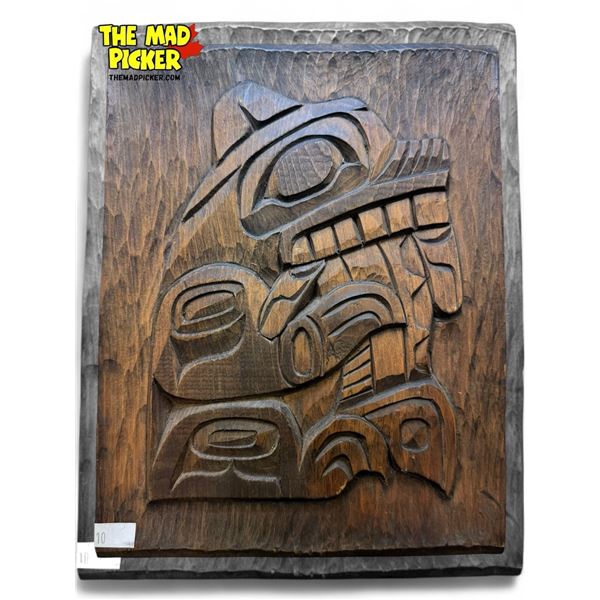 Vintage Wilf Stevenson Signed First Nations Hand Carved Plaque