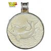 Image 1 : Marine Ivory Dolphin Motif Carved Pendent With .925 Stamped Silver Bezel