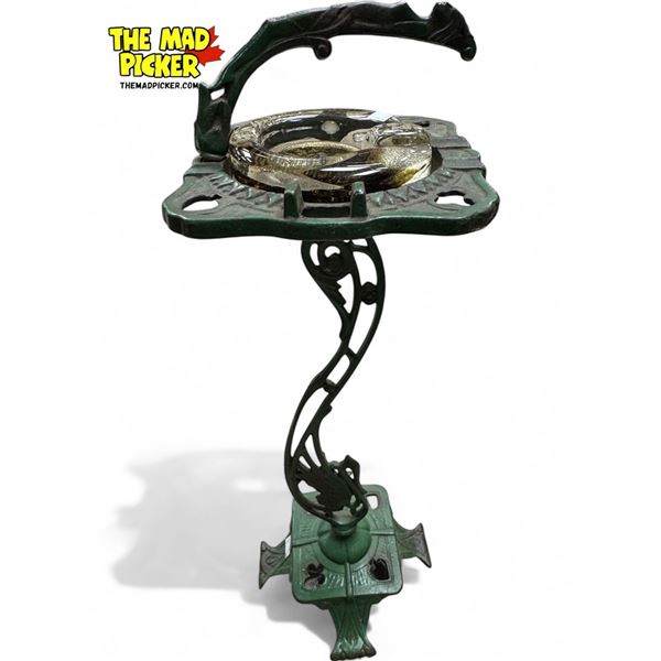 Vintage Cast Metal House Of Cards Themed Floor Ashtray