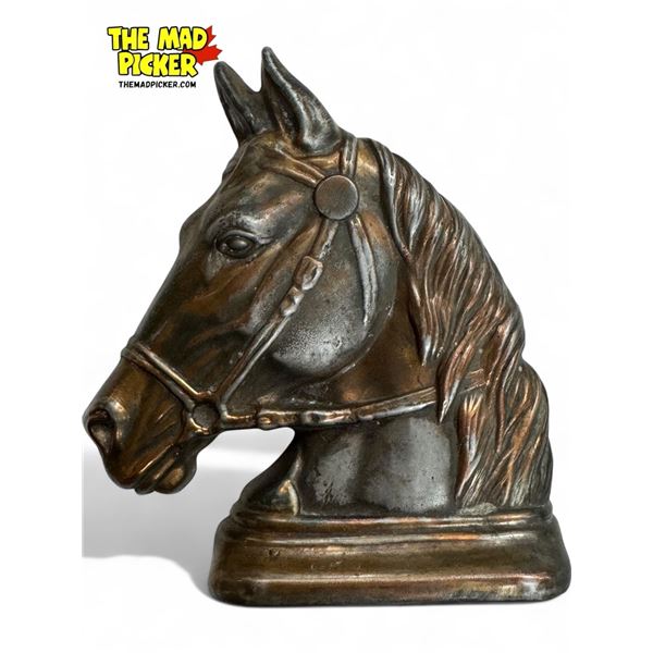 Vintage Heavy Cast Metal Horse Head Plaque