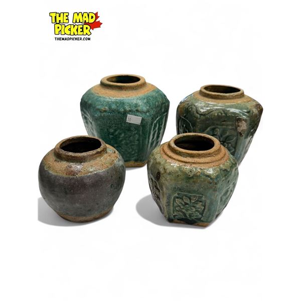 4x Vintage Stoneware Ginger Jars (No Lids)