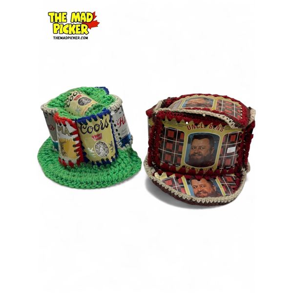 2x Handmade Crochet Hat Made Of Beer Labels
