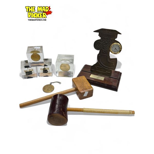 Vintage Variety: Wooden Gavels, Awards, & Specimens In Lucite
