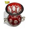 Image 2 : Vintage Double Handled Red Crystal Czech Vase