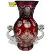 Image 3 : Vintage Double Handled Red Crystal Czech Vase