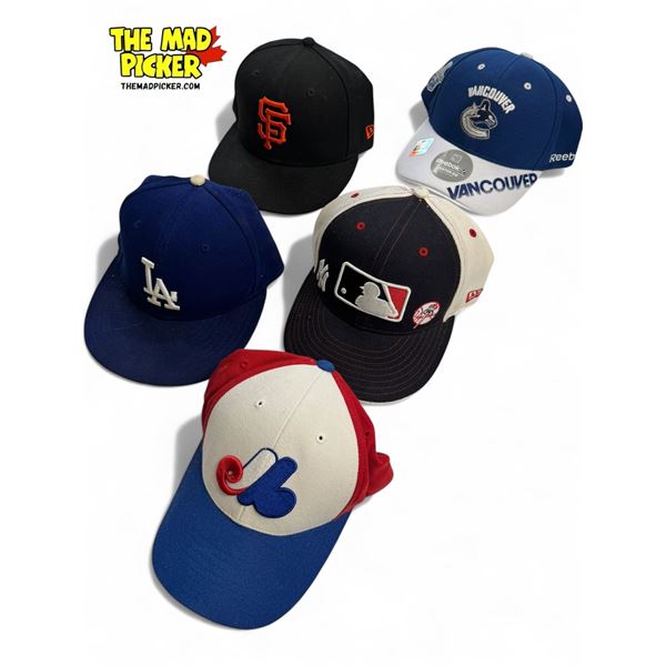 5x Sports Hats : Yankees, Giants, Canucks, & More