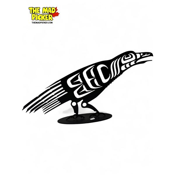 Vintage First Nations Hand Made Metal Crow Art
