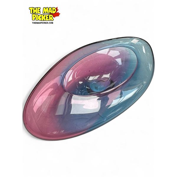 Vintage Jan Burda Signed Purple/Blue Art Glass Bowl