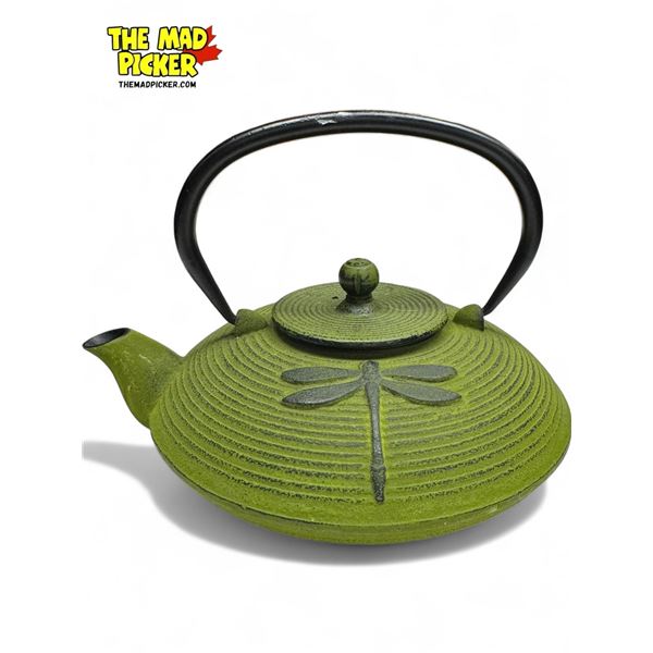 Vintage Cast Metal Dragon Fly Theme Tea Pot