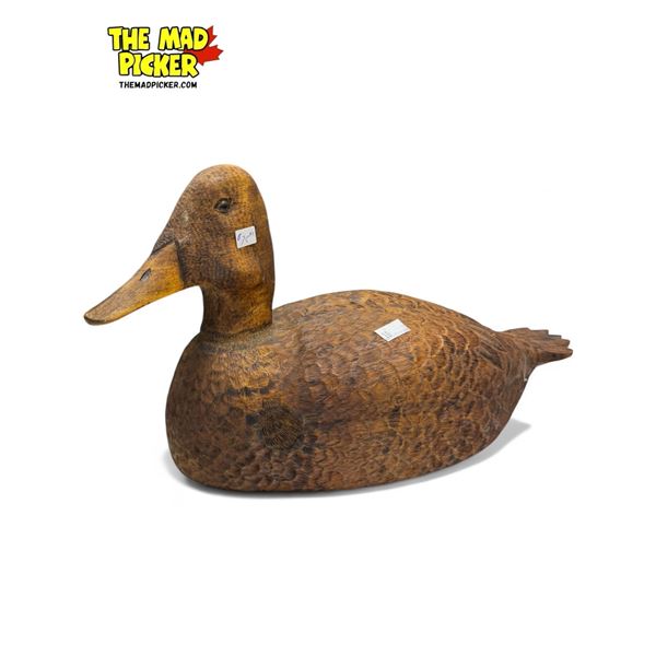 Vintage DPP Signed Hand Carved Wooden Duck