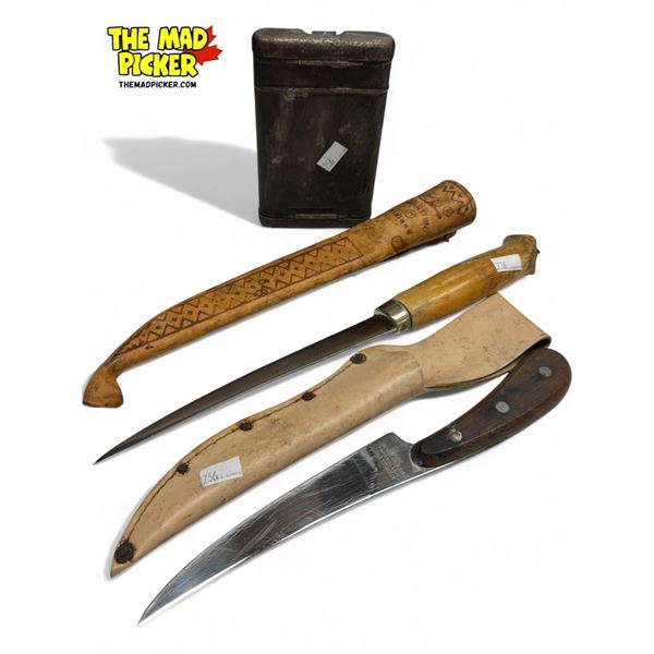 Vintage Variety: 2x Fish Knives & Gun Cleaning Kit