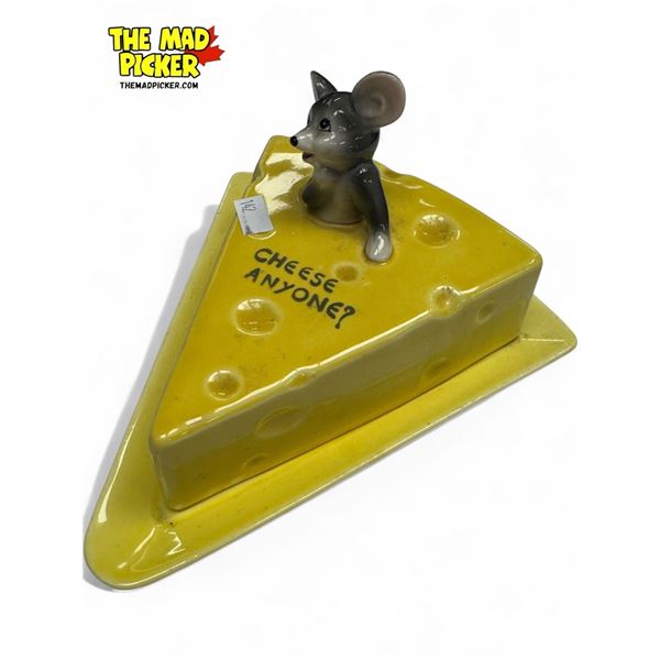 Cute Vintage ESD Japan Lidded Cheese Plate With Mouse Detail