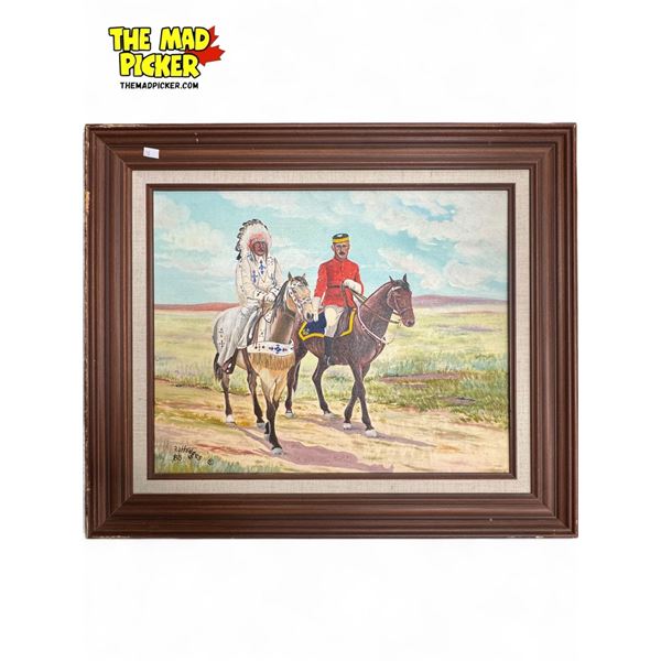 1985 R.S. Hodges RCMP & First Nations Original Oil Painting On Canvas