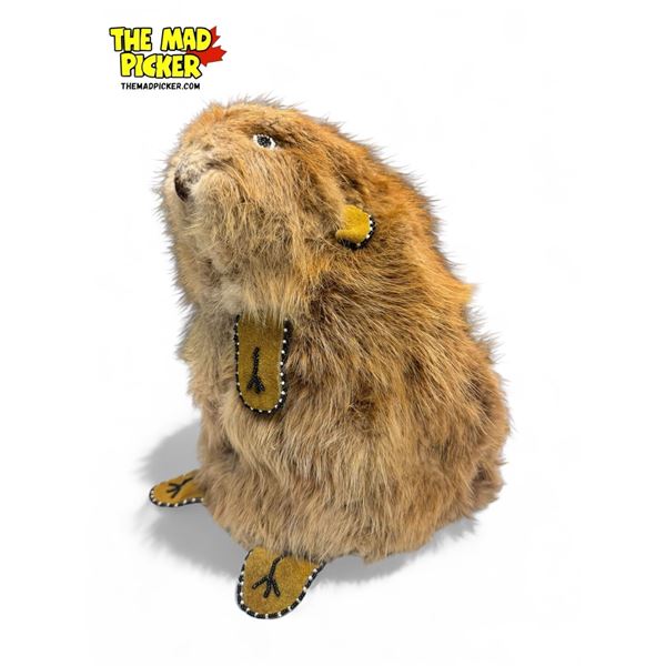 Vintage First Nations Hand Made Beaver Taxidermy With Bead Work