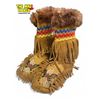 Image 1 : Vintage First Nations Hand Made Ankle High Moccasins With Fur Time & Eagle Motif Bead Work