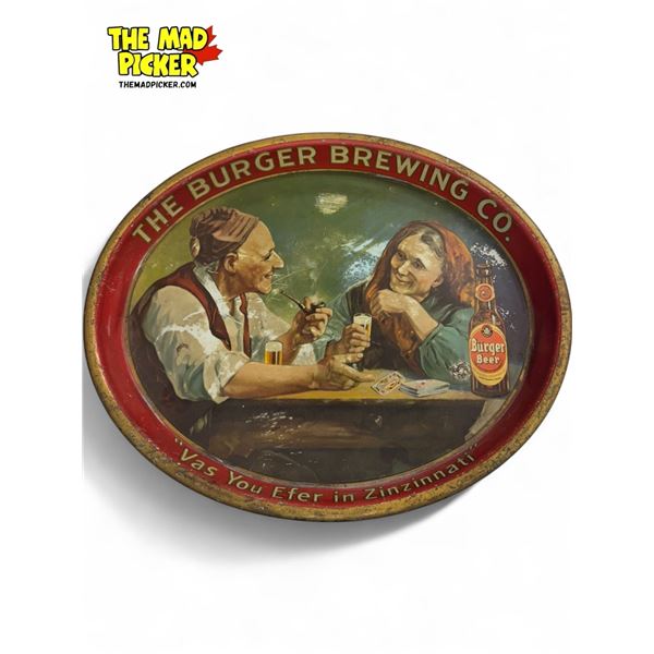 Vintage Burger Beer Advertising Metal Tray