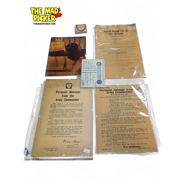 Vintage Military Ephemera : Personal Messages, RAF Middle East Magazine, Cross Patch & Post Card