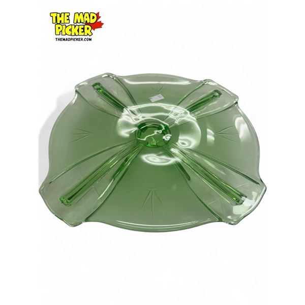 Vintage Uranium Glass Platter On Pedestal