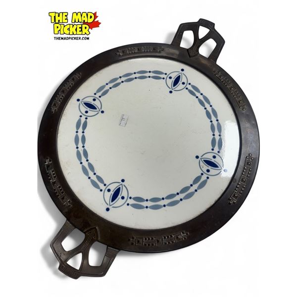 Dek 1936/3 Arts & Crafts Porcelain Plate With Metal Handled Rim